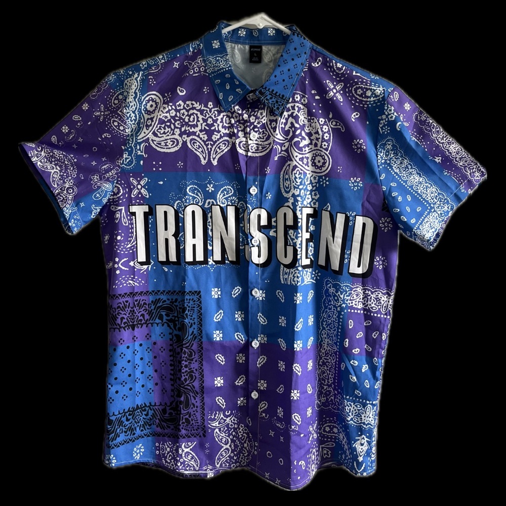 ROMWE Purple and Blue Bandana Print Men's Shirt